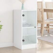 Credenza vidaXL con ante in vetro, bianca, 35x37x75,5 cm - Bianco - Visualizzare 3