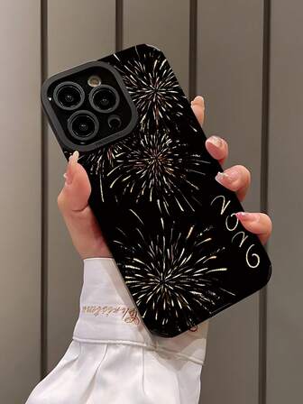 1pc Fashionable & Unique New Year Fireworks 2026 Vertical Stripe High-End Faux Leather Anti-Fall Anti-Fingerprint Shock-Proof Phone Case, Suitable As Birthday, Holiday Gift For Friends, Family, Couples, Compatible With Apple & Models