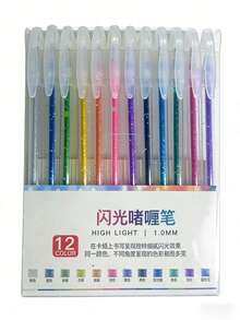 Bộ 12 bút gel nhũ lấp lánh, bút gel kim loại bóng, bút dạ nhũ có thể thu gọn, bút nhũ dành cho người lớn dùng để tô màu và vẽ tranh. - nhiều màu - Xem 9