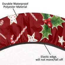 Christmas Round Fitted Tablecloth With Elastic Edge Xmas Holiday Decor Fitted Table Cover Wipeable Round Table Cloths For Kitchen Patio Parties Outdoor Dining Decor (Fit For 40inch-44inch Tables),42inch(Round),A03--ChristmasCandy - A03--Kẹo Giáng Sinh - Xem 6