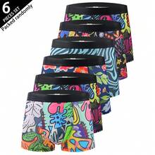 6pcs Men's Printed Boxer Briefs, Random Graffiti Pattern, Graphic Underwear, Suitable For Christmas - Multicolor - View 13