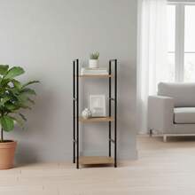 Ecommerc3 MOBLEKIT | 金屬置物架，附木質層板，3層或4層款式，適用於浴室、廚房、臥室或辦公室的收納，現代設計輔助家具 - 免費送貨 ✅ 24/48小時送達西班牙（半島） - 黑色三層書架 29.1x23.5x80厘米 - 查看 4