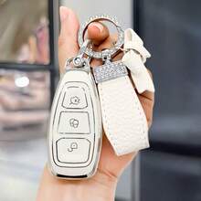 [Gold Rim-Silver Rim] 1pc Soft TPU Car Key Fob Cover, Suitable For Mondeo, Kuga, Stline, MK3 And Other Models, 3-Button Car Key Remote Control Shell, Durable And Soft TPU Protection, Ideal Gift - D - Single Bag (excluding Key Ring) - View 3