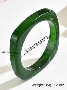 1pc Vintage Versatile Asymmetrical Green Tie Dye Resin Bracelet, Exaggerated Personalized Autumn/Winter Creative Tie Dye Geometric Resin Bracelet, Lightweight Luxurious Accessory Suitable For Women's Daily, Vacation, Party Wear (Tie Dye Pattern Random) - Green - View 8