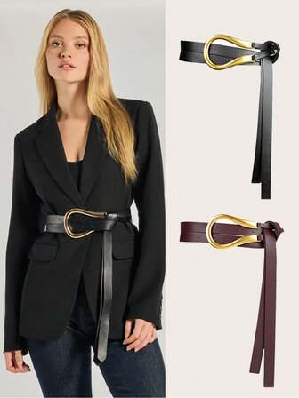 1 buc Curea Elegantă cu Ciurei Cafea/Negru, Curea pentru Femei Dulce cu Ciurei, Decor Vintage Versatil cu Ciurei în Talie, Potrivită pentru Rochii, Cămăși, Pulovere, Paltoane, Potrivită pentru Petreceri, Ieșiri Casuale, Întâlniri, Campus, Iarnă