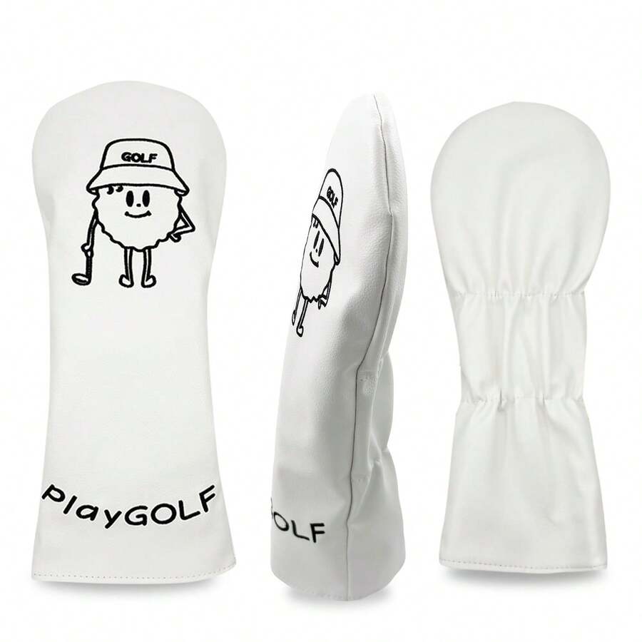 Golf Club Head Covers, Featuring Cute Cartoon Characters And A Minimalist White Design. Suitable For Wood Clubs Of Multiple Sizes, The Top Choice For Golf Accessories.
