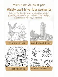 Needle Tip Art Student Waterproof Outline Drawing Set, Suitable For Manga, Anime, Design, Black Ink Sakura Painting - Drawing Pen - View 6