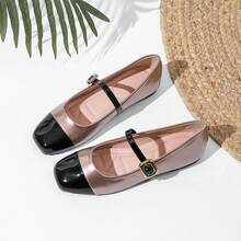JiaYunNvXie Giày Mary Jane mới cho nữ, kiểu dáng retro Pháp, mũi vuông, dễ xỏ. - Vàng sâm panh - Xem 12
