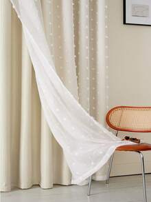 1 pieza Cortina opaca de doble capa con anillos de metal, disponible en beige, rosa, gris, aislamiento térmico de doble capa, anillos de metal superiores para una fácil instalación - Adecuado para sala de estar, dormitorio, oficina, decoración navideña, todas las estaciones - Beis - Ver 3