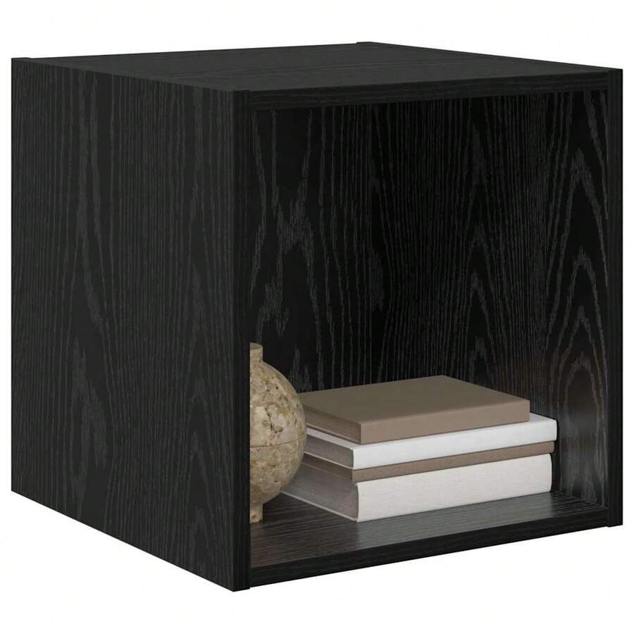 Mobiletto a muro vidaXL, effetto rovere nero, 37 x 37 x 37 cm, materiale a base di legno - nero - Visualizzare 1