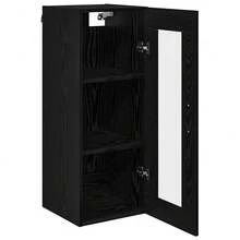 Mobiletto a muro vidaXL, effetto rovere nero, 34,5 x 34 x 90 cm - nero - Visualizzare 5