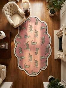 1pc Velvet Decorative Carpet, Absorbent Non-Slip Pink Leopard Velvet Rug, Small Rug, Entryway Rug, Bedroom Rug, Bedside Rug, Kids Room Rug, Bathroom Rug, Decorative Carpet - Pink - View 6