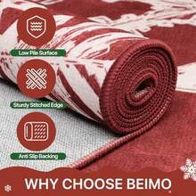 Alfombra navideña 2x3 pies lavable para entrada recámara decoración hogar estampado antideslizante - Patrón de cuento de Navidad rojo+7' x 5' (Rectangular) - Ver 7