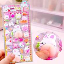 4 Styles Cute Cartoon Animal Stress Relief Stickers, Suitable For Sticker Books, Laptops, Refrigerators, DIY Phone Cases, Home Decor, Birthdays, Parties, Halloween, Christmas Gifts For Friends - Multicolor - View 6