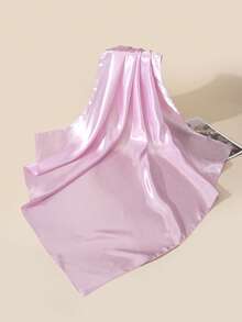 1 pieza Pañuelo cuadrado de satén de unicolor de 90cm, esencial para la playa, vacaciones y viajes - Rosa Pálido - Ver 3
