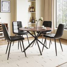 Folding Dining Table, Round Drop Leaf Table For Small Space Dining Room, Kitchen, Apartment Table - Retro Wood - View 8