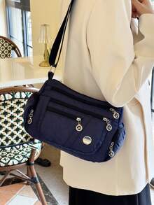Túi xách nữ, Túi xách mới cho phụ nữ trung niên, Túi vải nylon, Túi đeo vai chéo, Túi đa năng thường ngày. - Màu xanh lam - Xem 3