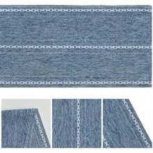 Artoid Mode Camino de Mesa de Algodón Lino Rústico Verde Salvia, Decoración de Mesa de Cocina Comedor Bordada Hueca de Temporada para Decoración del Hogar Fiesta 13 x 72 Pulgadas(13" x 90", Table Runner Azul) - Multicolor - Ver 7
