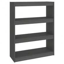 Libreria/divisorio vidaXL grigio, 80x30x103,5 cm, in legno massello di pino. - Grigio - Visualizzare 3