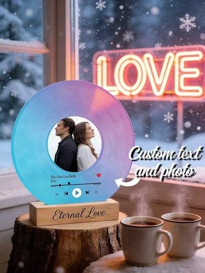 Customized Vinyl Record, Decorative Vinyl Record With Custom Photo, Personalized Couple Gift, Customized Acrylic Song Plaque, Musician Home Decor, Valentine's Day Gift, Birthday Gift, Graduation Gift, Home Refresh, Customized Crafts, Cozy Atmosphere, Home Living, Christmas Home Decor, Souvenir, Reusable, Cute, High Quality