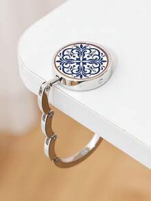 1个复古蓝白陶瓷壁钩 - 优雅桌面装饰，花卉图案，小巧陶瓷包包挂钩，适用于家居、办公室或作为礼物，办公装饰 | 花卉图案挂钩 - 彩色 - 查看 5