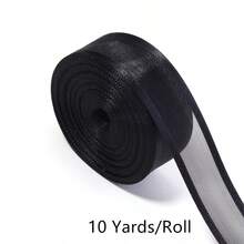 Ruy băng vải organza mỏng, khổ rộng 10 thước/cuộn, thích hợp để gói quà trang trí ngày lễ, ruy băng voan nhiều màu 25mm. - Ruy băng lưới - Xem 11