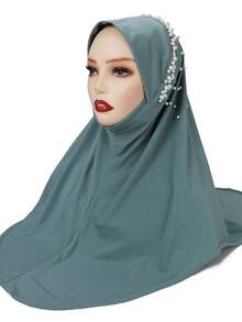 Hijab instantané avec perles, foulard musulman à la mode pour le printemps/été, pratique pour le port quotidien et les célébrations - Multicolore - Voir 7