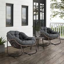 Outdoor Rattan Rocking Chair, Reclining Chair With Padded Cushion For Front Porch, Living Room, Patio, Garden.
White M4QV - Grey + Steel + Dresser Set + Cotton - View 3