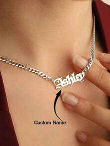 Stainless Steel NK Chain Customized Name Necklaces For Women Men, Fashion Jewelry Personalized Nameplate Pendant Necklace,Hip Hop Jewelry Gold Silver Color Chain Choker Necklace Custom Name Necklace Birthday Party Gift For Friends,Black,Silver,Gold,Stylish,Colorful,Vintage,Simple,Unisex,Casual,Cuties,Custom,Personalized,Unique,Ideal Gifts For Him,Ideal Gifts For Her,Her,Boyfriend,Girlfriend,Dad,Mom,Family,Friends,For Anniversaries,For Birthdays,For Graduation,For Prom,For Party,School Supplies,Back To School,For Office,For School,For Classroom,For Teacher Gifts,For University,For Colleague,For Dorm Rooms,For Teacher,For Boys And Girls,For Teenagers,Junior High School Students,Middle School Students,High School Senior High School Students,College Students,University Students,Freshman,Sophom - 彩色 - 查看 2
