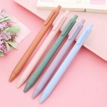 0.5mm Black Bullet Tip 5 Pieces Morandi Color Retractable Gel Pen Macaron Student Retractable Pen Office Stationery Elastic Signature Pen - Áp lực bút của Morandi - Xem 3
