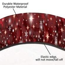 Christmas Round Fitted Tablecloth With Elastic Edge Holiday Decor Xmas Fitted Circle Table Cover Wipeable Round Table Cloths For Kitchen Patio Parties Outdoor Dining Decor (Fit For 40\-44\ Tables),42inch(Round),A02--Christmas2 - A02--christmas2 - View 6