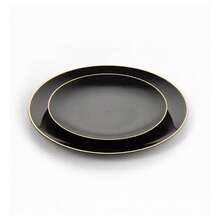 25/20/10/1 Pcs Black Dinner Plates, Premium Black Deep Plates, Elegant Dessert Plates, Pasta Plates, Pizza Plates, Cake Plates, Salad Plates, 7.5 Inch/10.25 Inch Size, Reusable, Easy To Clean, Suitable For Outdoor, Party, Birthday, Wedding And Holiday Gatherings