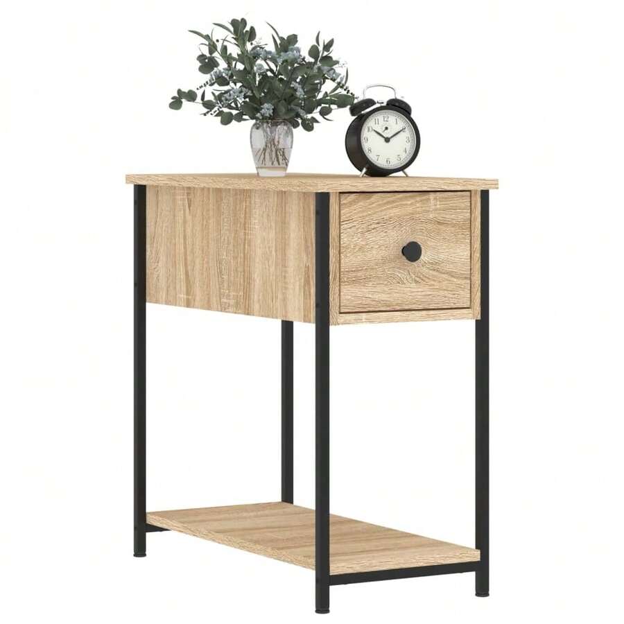 Mesitas de noche vidaXL, 2 piezas, roble Sonoma, 30x60x60 cm, madera de ingeniería - Marrón - Ver 1