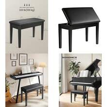 wgghSONGMICS Banco para Piano con Cojin Acolchado y Compartimento para Libros de Musica MLPB75BKsfe - Multicolor - Ver 1