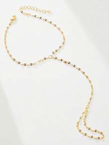 Pulsera de nudillo con cadena de labios dorada - Joyería de dedo a muñeca de cobre, ajustable - Dorado - Ver 3
