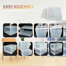 24 Pack Shoe Storage Boxes, Stackable Closet Shoe Racks, Professional-Grade Shoe Display Cabinets. Boot And Hat Storage Boxes. Dust-Proof Shoe Cabinets, Suitable For Women's/Men's Sneakers Storage Boxes, Front-Opening Large Plastic Shoe Boxes, Accommodates Sneakers, Foldable Shoe Racks With Lids - Black - View 6