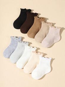 10 Pairs/Set Assorted Candy Color Lace Trim Baby Socks, Spring/Summer - Multicolor - View 4
