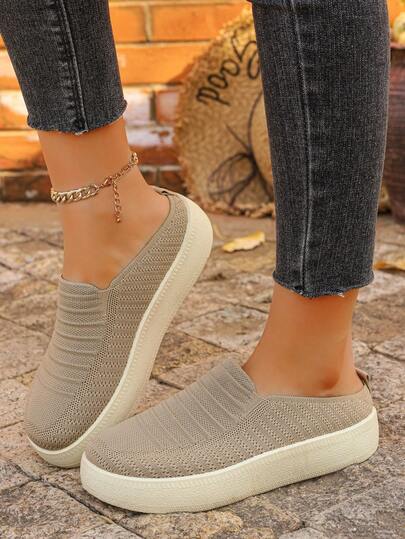 Women's Thick Sole Slide Sandals, Closed Toe Casual Slip-On Slippers