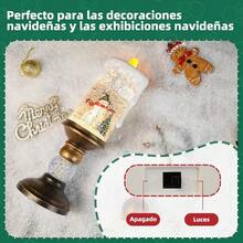MX   26CM Luces Decorativas navideñas Estilo Vela Luces navideñas sin Llama alimentadas por  o Pilas Escena con Muñeco de Nieve - MuecodenieveBlanco - Ver 6