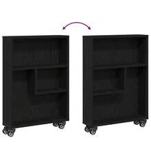 Chariot de rangement étroit vidaXL Chêne noir 48 x 13 x 68 cm - Noir - Voir 8