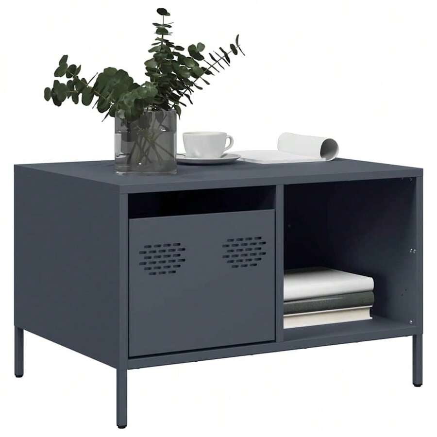Tavolino vidaXL Antracite 68,5x50x43,5 cm Acciaio laminato a freddo - Grigio - Visualizzare 1