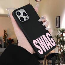 Pink SWAG Urban Aesthetic Simple Phone Case For  17Promax/17Pro/Air/17 Anti-Slip  Design, Anti-Drop And Scratch All-Inclusive Protective Case, Compatible  16/15/14/13/12/11 Promax/Pro/Plus/X Unisex, Shock Protective Case, Anti-Slip Grip, Fashion Protective Case, Streamlined Design, UV Printing, Durable Material, Men's Only YOUR-BELOVED-PHONE Christmas Gifts Christmas Gifts, New Year Gifts, Valentine's Day Gifts - 黑色 - 查看 10