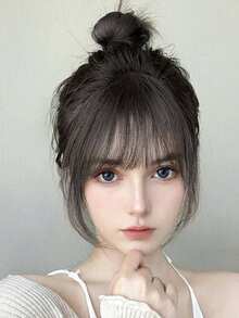 Chic Clip In Bangs For Women Wispy Natural Hairpiece Versatile Fake Bangs Curved Fringe Extension For Instant Volume - Black - View 5