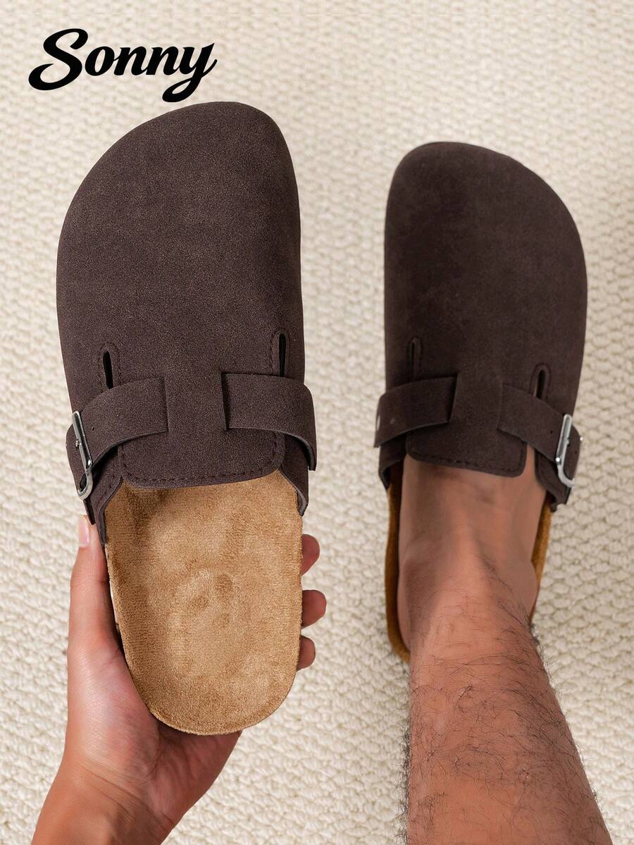 舒适男士休闲穆勒鞋，采用柔软材质，搭扣设计，四季皆宜。