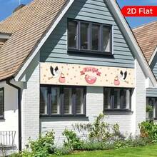 1pc Pink & White Baby Girl Birthday Banner, Basket & "It's A Girl" Text, Baby Shower Decoration, Birthday Party, Holiday Decor - Multicolor - View 3