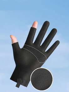 1 Pair Men's Summer Fingerless Gloves - UV Protection, Anti-Slip, Touch Screen Compatible For Hiking, Cycling - Flip - View 4