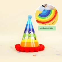 Colorful Stuck Ball Birthday Hat, Creative Triangle Hat Birthday Party Festive Atmosphere Decoration Props,Multiple Styles To Choose - Multicolor - View 4