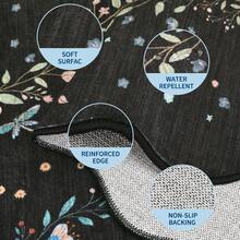 ANPHON Modern Floral Fan-Shaped Edge Rug Machine Washable Soft Non-Slip Low-Pile Non-Shedding For Bedrooms Dining Rooms Offices Game Rooms Laundry Rooms Entryways Farmhouses And Party Decorations - 黑色 - 查看 9