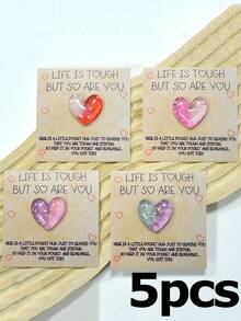 5个暖心树脂口袋抱枕，附赠励志卡片 - 生日、婚礼、情人节等场合的完美之选 - 贴心小礼物，内含鼓励贺卡，是送给朋友、家人和宾客的理想之选