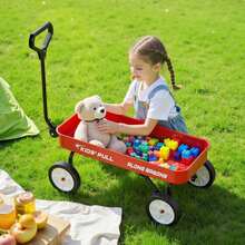 Pull-Along Wagon For Kids, 39 Inch Toddler Wagons, Supports Up To 176 Lbs, All-Terrain Wagons With Handle, Utility Wagon Cart Birthday Present For Kids Gardening Beach Camping, Red - Red - View 9
